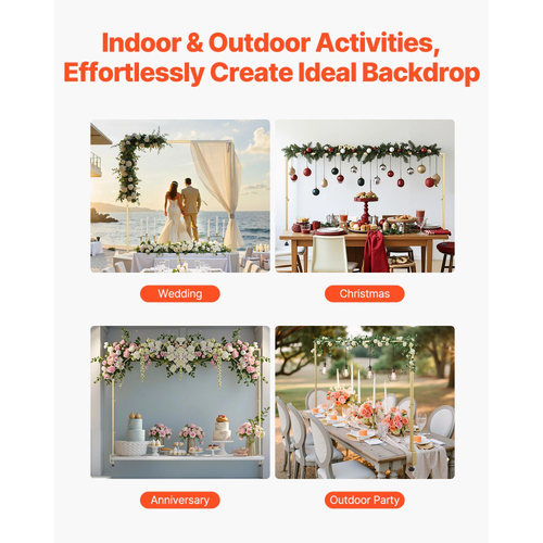 Βάση τραπεζιού VEVOR με σφιγκτήρες, ύψος 13"-42" και ρυθμιζόμενο μήκος 28"-98", μεταλλική αψίδα τραπεζιού με ρατάν, επιτραπέζια αψίδα σε σχήμα μπαλονιού για χριστουγεννιάτικες διακοσμήσεις γάμου, γενεθλίων, χρυσό