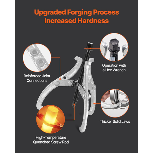 Σετ εξολκέων γραναζιών VEVOR, εξολκέας ρουλεμάν 3 σιαγόνων 76,2 mm/101,6 mm/152,4 mm/203,2 mm με αναστρέψιμες σιαγόνες, εξολκέας τροχαλίας 2 σιαγόνων/3 σιαγόνων, κιτ εργαλείων εξολκέα ρουλεμάν 4 τεμαχίων για αφαίρεση σφονδύλου ρουλεμάν γραναζιού τροχαλίας