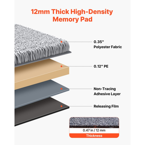 Πλακάκια χαλιού VEVOR 457x457 mm, Τετράγωνο χαλί 10 τετράγωνων τετράγωνων χαλιών, αυτοκόλλητο εμπορικό δάπεδο με μαλακή επένδυση για κάλυψη χωρίς ραφές 2.1㎡, εύκολη αντικατάσταση DIY για σαλόνι-γραφείο, γκρι