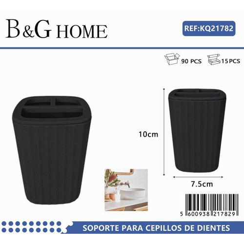 Θήκες οδοντόβουρτσας πλαστικές σε σετ 5Χ - Black - 21782