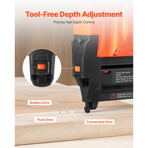 Ασύρματο καρφωτικό VEVOR 2 σε 1, 18 Gauge, πιστόλι καρφώματος και συρραπτικό με μπαταρία 20V, με 500 καρφιά, 500 συνδετήρες, μπαταρία ιόντων λιθίου 2,0 Ah και φορτιστή, για βελτίωση σπιτιού, ξυλουργική