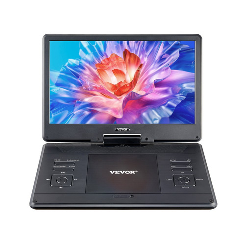 Φορητή συσκευή αναπαραγωγής DVD VEVOR, περιστρεφόμενη οθόνη HD 14 ιντσών, ενσωματωμένη επαναφορτιζόμενη μπαταρία 4,5-5 ωρών, διπλά ηχεία, υποστήριξη συγχρονισμού τηλεόρασης/USB/κάρτας SD/CD/DVD, φορτιστής αυτοκινήτου, τροφοδοτικό AC, τηλεχειριστήριο