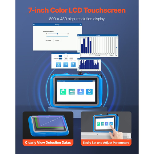 Ανιχνευτής διαρροών νερού VEVOR με 4 αισθητήρες, 1Hz-10000Hz, οθόνη αφής LCD, ανιχνευτής διαρροών υπόγειων υδραυλικών εγκαταστάσεων με 3 ακρόαση, ακουστικά, κάρτα 8GB και θήκη μεταφοράς για εσωτερικούς και εξωτερικούς χώρους