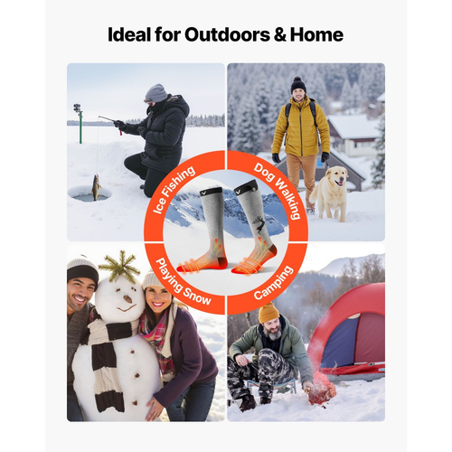 Θερμαινόμενες κάλτσες VEVOR, με μπαταρία 6000mAh, επαναφορτιζόμενες θερμαινόμενες κάλτσες με 4 επίπεδα θέρμανσης, ηλεκτρική θερμαινόμενη κάλτσα με έλεγχο APP για άνδρες και γυναίκες, θερμαντήρας ποδιών για κυνήγι, ιππασία, κάμπινγκ, πεζοπορία