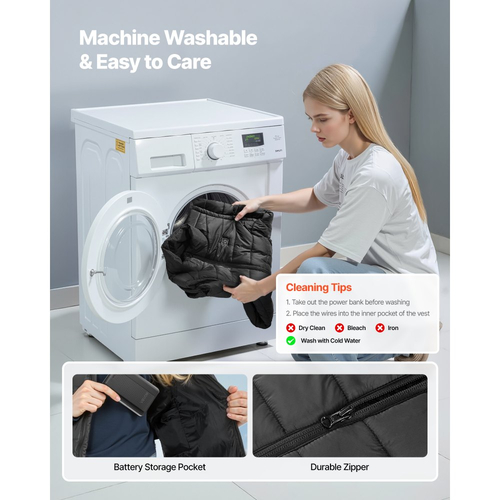 Θερμαινόμενο Γιλέκο VEVOR, Γυναικείο Ηλεκτρικό Θερμαινόμενο Γιλέκο με Μπαταρία 16000 mAh, 8 Ζώνες Θέρμανσης, Ελαφρύ Επαναφορτιζόμενο Χειμερινό Γιλέκο με 3 Επίπεδα, για Υπαίθριες Πεζοπορίες, Κάμπινγκ, Ψάρεμα, Σκι, Μέγεθος S