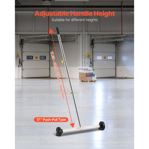 Μαγνητική σκούπα VEVOR με ρόδες, 43 cm, χωρητικότητα φορτίου 4,5 kg, ελαφρύ μαγνητικό σάρωθρο με ρυθμιζόμενη λαβή, καρφιά και βίδες, εύκολο καθάρισμα για γκαράζ, έργα στέγης