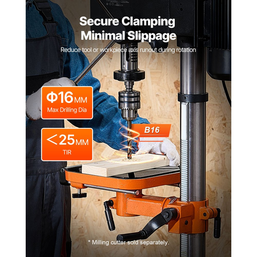 Πρέσα Δράπανου Πάγκου VEVOR 304,8 mm, 750W, Πρέσα Δράπανου Πάγκου Μεταβλητής Ταχύτητας 340-2200 RPM, με τραπέζι εργασίας με κλίση 0-45°, Φως Εργασίας LED, Ρύθμιση Θέσης Ακτίνων Χ, Επιτραπέζια Μηχανή Δράπανου για Ξύλο και Μέταλλο