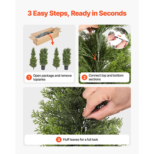 Τεχνητά Κέδροι VEVOR Topiary, Σετ 2 Φυτών Ψεύτικου Πεύκου 1524 χιλ., Ψεύτικο Δέντρο Μεταξιού που Φαίνεται Αληθινό, Εύκολη Συναρμολόγηση για Διακόσμηση, Μπροστινή Βεράντα, Εξωτερική Αίθριο, Κήπος, Μπαλκόνι, Αυλή, Εσωτερικό Γραφείο