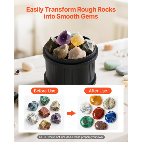 Κιτ γυάλισμα πέτρας VEVOR, κιτ στίλβωσης πέτρας 8 λίβρες, 4 ρυθμίσεις ταχύτητας, χρονοδιακόπτης στίλβωσης 9 ημερών, κιτ στίλβωσης πέτρας, διπλός γυαλιστής πέτρας με προσαρμογέα, γυαλιστής πέτρας για ενήλικες και παιδιά