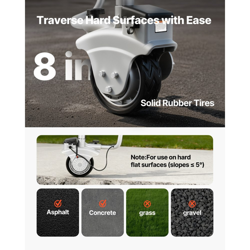 Ηλεκτρικό καρότσι ρυμούλκησης VEVOR, ικανότητα ρυμούλκησης 2,5 T, μηχανοκίνητος τροχός Jockey 380W 12V με ταχύτητα κίνησης 7 m/min, ρυθμιζόμενο ύψος σφιγκτήρα 31-63 cm και ελαστικό λάστιχο 20,3 cm, για κινούμενο τροχόσπιτο