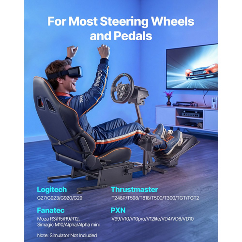 Βάση τιμονιού VEVOR Racing, Βάση τιμονιού βαρέως τύπου για προσομοιωτή πιλοτηρίου, Κατάλληλη για Logitech G25, G27, G29, G920, G923, Thrustmaster T300RS, TX F458, T500RS, T3PA-PRO (F1/GT) και πεντάλ CSR