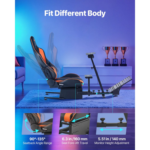 Βάση τιμονιού VEVOR Racing, Βάση τιμονιού βαρέως τύπου για προσομοιωτή πιλοτηρίου, Κατάλληλη για Logitech G25, G27, G29, G920, G923, Thrustmaster T300RS, TX F458, T500RS, T3PA-PRO (F1/GT) και πεντάλ CSR