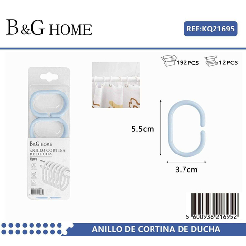 Κρίκοι κουρτίνας μπάνιου - Light Blue - 21695