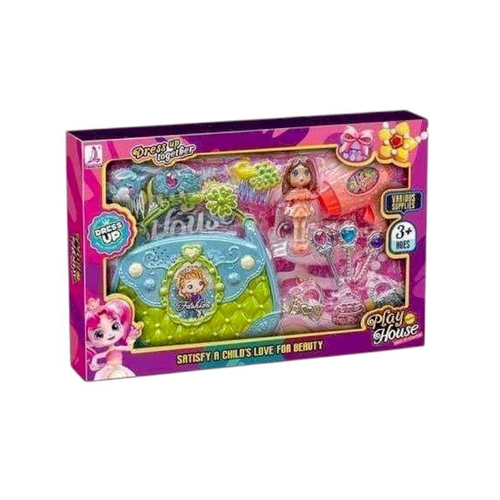 Σετ τσαντάκι με αξεσουάρ ομορφιάς & κούκλα mini - 633-11 - 215302