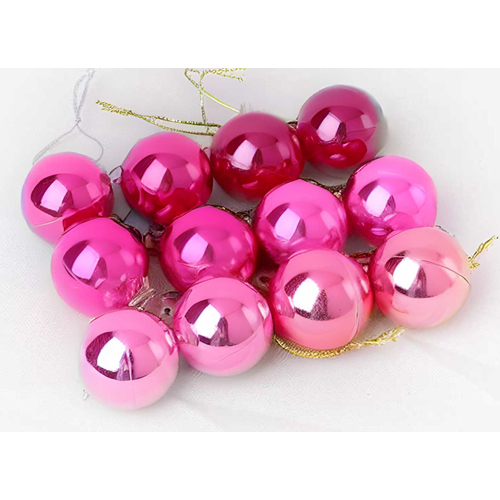 Σετ Χριστουγεννιάτικες μπάλες - 8cm - 12pcs - 326048 - Pink