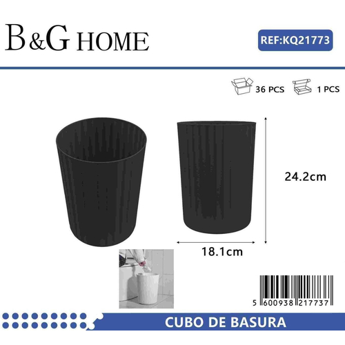 Κάδος απορριμμάτων μπάνιου πλαστικός - Black - 21773