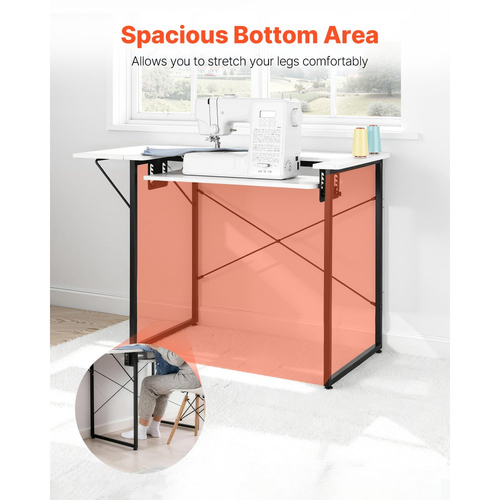 Τραπέζι Ραπτικής VEVOR, Τραπέζι Ραπτομηχανής Πολλαπλών Χρήσεων με Πτυσσόμενο Πλαϊνό Ράφι, Ρυθμιζόμενο Ράφι, Ατσάλινα Πόδια, Γραφείο Υπολογιστή για το Σπίτι, Στούντιο Μόδας, Στούντιο Τέχνης, Εκπαιδευτικό Ίδρυμα, Λευκό