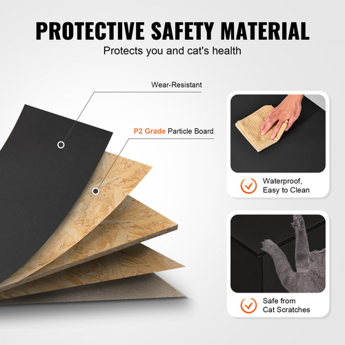 VEVOR Θήκη άμμου γάτας για 2 γάτες, Κρυφό έπιπλο άμμου 147 cm, Μεγάλο ντουλάπι τουαλέτας για γάτες σε δίκλινο δωμάτιο, Ξύλινη βάση τηλεόρασης για εσωτερικό σπίτι κατοικίδιων ζώων, Πλαϊνό τραπέζι, Ταιριάζει στο μεγαλύτερο μέρος της άμμου, Μαύρο