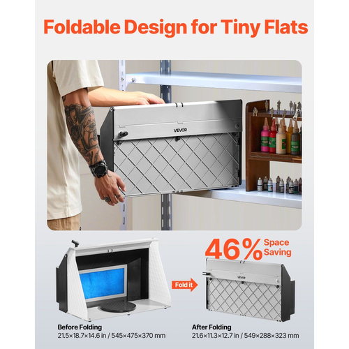 Θάλαμος ψεκασμού αερογράφου VEVOR, διπλοί ανεμιστήρες, 545 x 475 x 370 mm, φορητό κιτ καμπίνας ψεκασμού βαφής με αερογράφο για ερασιτεχνική χρήση με 3 φώτα LED και σωλήνα προέκτασης εξάτμισης, για ζωγραφική μοντέλων, τέχνες, χειροτεχνίες, κέικ