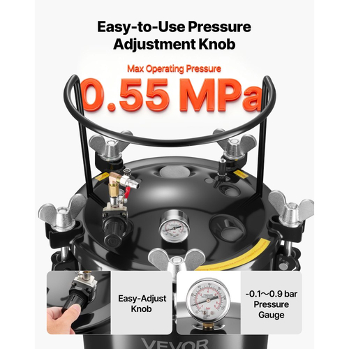 Δεξαμενή βαφής με δοχείο πίεσης VEVOR, Δεξαμενή βαφής βαρέως τύπου από χάλυβα 40 λίτρων, Δοχεία βαφής με πίεση ψεκασμού με τρεις συνδέσμους γρήγορης σύνδεσης για οικιακή χρήση, DIY, Δημιουργίες τέχνης, Δεξαμενές μεγάλης διαμέτρου