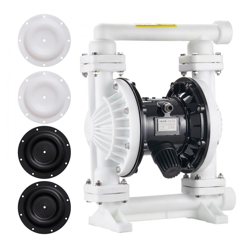 Αεροκίνητη αντλία διπλού διαφράγματος VEVOR, μέγιστη 94,64 LPM, τυπική αντλία μεταφοράς χρησιμοποιημένων λαδιών εισόδου και εξόδου, σώμα πολυπροπυλενίου, διπλά διαφράγματα, για ντίζελ, γράσο, κηροζίνη, βενζίνη