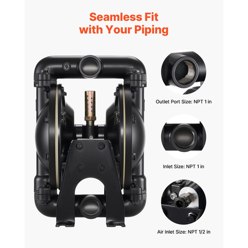 Αεροκίνητη αντλία διπλού διαφράγματος VEVOR, μέγιστη 132,49 LPM, τυπική αντλία εισόδου και εξόδου αέρα, πνευματική αντλία μεταφοράς χρησιμοποιημένων λαδιών, σώμα από κράμα αλουμινίου, διπλά διαφράγματα, για ντίζελ, γράσο, κηροζίνη, βενζίνη