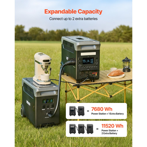 Μπαταρία VEVOR Extra για φορητό σταθμό παραγωγής ενέργειας, μπαταρία επέκτασης LiFePO4 3840Wh με 3 θύρες εξόδου για οικιακή χρήση, κάμπινγκ σε εξωτερικούς χώρους, οδικά ταξίδια, τροχόσπιτα, καταστάσεις έκτακτης ανάγκης