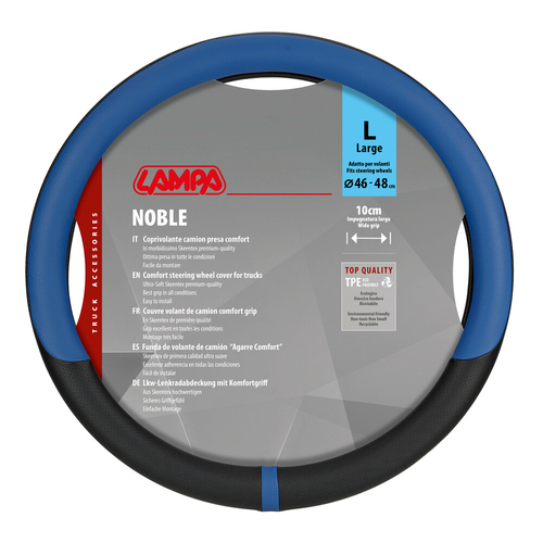 ΚΑΛΥΜΜΑ ΤΙΜΟΝΙΟΥ ΦΟΡΤΗΓΟΥ NOBLE ΔΕΡΜΑΤΙΝΗ ΜΑΥΡΟ/ΜΠΛΕ (L) 46-48cm ΠΑΧΟΥΣ 10cm 1ΤΕΜ. LAMPA