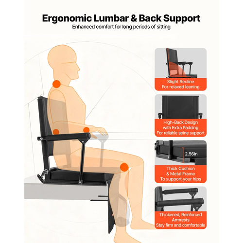 Κάθισμα Σταδίου VEVOR, Φορητό Κάθισμα Κερκέδας με Υποβραχιόνιο, Στήριγμα Πλάτης και Χοντρό Μαξιλάρι, Πολυθρόνα Πάγκου για Κερκέδα που Περιλαμβάνει Ιμάντα Ώμου, Γάντζους, Θήκη Ποτηριού, Μαύρα Καθίσματα Κερκέδας Ποδοσφαίρου, 2 Τεμάχια