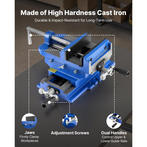 Μέγγενη τρυπανιού VEVOR Cross Slide, πλάτος σιαγόνων 6 ιντσών, μέγγενη πάγκου άξονα XY 2 κατευθύνσεων, μέγιστο άνοιγμα σιαγόνων 5,7 ιντσών, χυτοσίδηρος βαρέως τύπου, σφιγκτήρας μέγγενης πάγκου εργασίας, για ξυλουργική, τρύπημα, φρέζα CNC