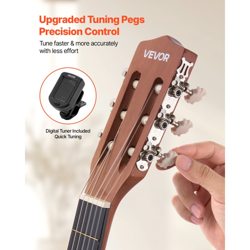 Κλασική κιθάρα VEVOR, 900 mm, Ξύλινο κιτ εκκίνησης κλασικής κιθάρας για αρχάριους, με χορδές νάιλον, τσάντα συναυλιών, λουράκι, κουρδιστήρι, επιπλέον χορδές, πένες, καποτάτο, σαπέλ και τριανταφυλλιά, για παιδιά κορίτσια αγόρια, φυσικό