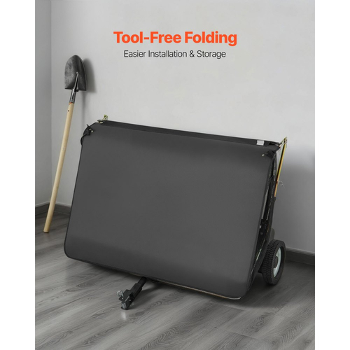 Σάρωθρο γκαζόν VEVOR Tow, Σάρωθρο αυλής 122cm με τράβηγμα, χωρητικότητα σάκου 26 κυβικών ποδιών, συλλέκτης φύλλων και χόρτου με σχοινί απόρριψης, ρυθμιζόμενο ύψος σάρωσης, Σάρωθρα κήπου για γκαζόν