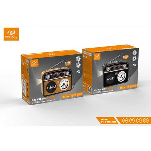 Επαναφορτιζόμενο ραδιόφωνο Retro με Bluetooth - PR-1002BT - 241434 - Black