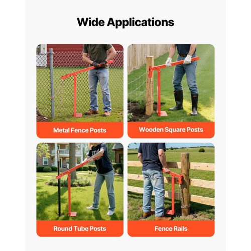 Εξολκέας στύλων T VEVOR 78 cm, βαρέως τύπου εξολκέας στύλων περίφραξης με αλυσίδα ανύψωσης 109,2 cm, ανθεκτικός στη σκουριά χάλυβας, εργαλείο αφαίρεσης στύλων T που εξοικονομεί εργασία για στρογγυλούς στύλους περίφραξης, στύλους πινακίδων και κορμούς δέντρων