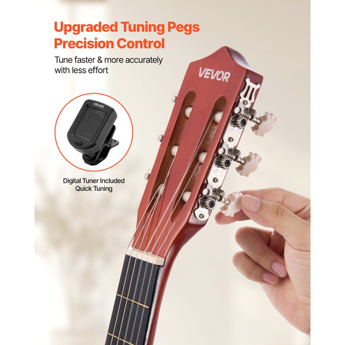 Κλασική κιθάρα VEVOR, 960 mm, Ξύλινο κιτ εκκίνησης κλασικής κιθάρας για αρχάριους, με χορδές νάιλον, τσάντα συναυλιών, λουράκι, κουρδιστήρι, επιπλέον χορδές, πένα, καποτάτο, ξύλο μπάσου, για εφήβους και ενήλικες, μαθητές, Sunburst