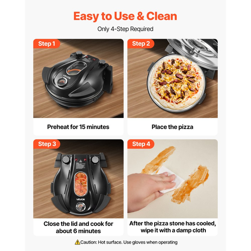 Φούρνος πίτσας VEVOR, ηλεκτρική μηχανή πίτσας 304,8 mm, ηλεκτρική εστία πίτσας 1200W με πέτρα κορδιερίτη, έλεγχος θερμοκρασίας 5 λειτουργιών, παράθυρο θέασης για ακριβές μαγείρεμα, θερμαίνεται έως 420℃, για το σπίτι (μαύρο)