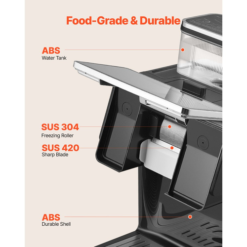 Παγομηχανή VEVOR Snowflake, Παγομηχανή Snowflake 20KG/24H, Μηχανή Ξυρίσματος Πάγου με Λεπίδα από Ανοξείδωτο Ατσάλι, Ηλεκτρική Μηχανή Χιονιού με Δοχείο 0,8L, Γρήγορη Προψύξη 60S, για Σπίτι & Μικρές Συγκεντρώσεις