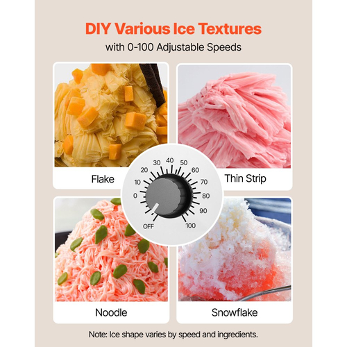 Παγομηχανή VEVOR Snowflake, Παγομηχανή Snowflake 80KG/24H, Μηχανή Ξυρίσματος Πάγου με Λεπίδα από Ανοξείδωτο Ατσάλι, Ηλεκτρική Μηχανή Χιονιού με Δεξαμενή 1,8L, Γρήγορη Προψύξη 90S, για Σπίτι & Μικρές Συγκεντρώσεις