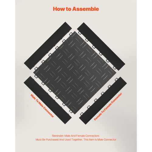 Κιτ ακμών μετάβασης για αρσενικά δάπεδα γκαράζ VEVOR, 15 τεμάχια ανθεκτικά αρθρωτά άκρα δαπέδου γκαράζ PP με αλληλοσύνδεση, αντιολισθητικά, εύκολα στη συναρμολόγηση, συμβατά μόνο με αναβαθμισμένα πατάκια γκαράζ 6 κλειδιών VEVOR, μαύρο