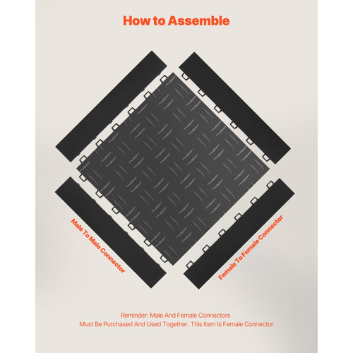 Κιτ ακμών μετάβασης για γυναικεία δάπεδα γκαράζ VEVOR, 15 τεμάχια ανθεκτικά αρθρωτά άκρα δαπέδου γκαράζ PP με αλληλοσύνδεση, αντιολισθητικά, εύκολα στη συναρμολόγηση, συμβατά μόνο με αναβαθμισμένα πατάκια γκαράζ 6 κλειδιών VEVOR, μαύρο