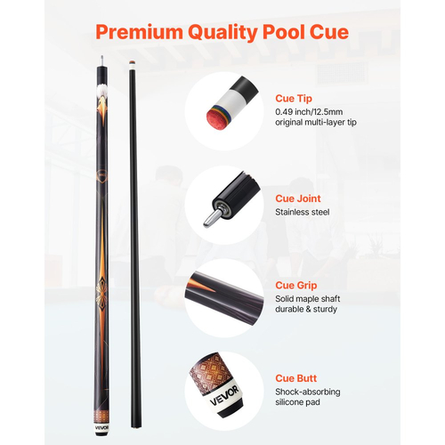 Στέκα πισίνας VEVOR, 1 τεμάχιο μπαστούνι πισίνας, 1473,2 χιλ. & 538 γρ. από καναδικό ξύλο σφενδάμου, μπαστούνι πισίνας μπιλιάρδου με πολλαπλές στρώσεις άκρης & δακτύλιο σύνδεσης ABS, μπαστούνια μπιλιάρδου για επαγγελματικό τραπέζι μπιλιάρδου, μπαρ, σπίτι, γραφείο