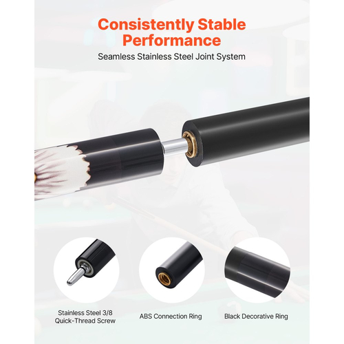 Στέκα πισίνας VEVOR, 1 τεμάχιο μπαστούνι πισίνας, 1473,2 χιλ. & 538 γρ. από καναδικό ξύλο σφενδάμου, μπαστούνι πισίνας μπιλιάρδου με πολλαπλές στρώσεις άκρης & δακτύλιο σύνδεσης ABS, μπαστούνια μπιλιάρδου για επαγγελματικό τραπέζι μπιλιάρδου, μπαρ, σπίτι, γραφείο