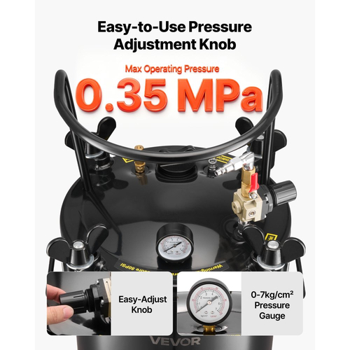 Δεξαμενή βαφής με δοχείο πίεσης VEVOR, Δεξαμενή βαφής βαρέως τύπου από χάλυβα 20 λίτρων, Δοχεία βαφής με πίεση ψεκασμού με τρεις συνδέσμους γρήγορης σύνδεσης για οικιακή χρήση, DIY, Δημιουργίες τέχνης, Δεξαμενές μεγάλης διαμέτρου