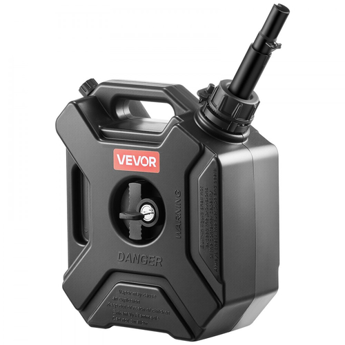 Δοχείο καυσίμου VEVOR, 5 λίτρων, Δοχείο βενζίνης με στόμιο και κλειδώσιμο βραχίονα, μέγιστη παροχή 15 λίτρα/λεπτό, ασφαλές και στεγανό, φορητό επίπεδο δοχείο υγρού για τα περισσότερα αυτοκίνητα, μοτοσικλέτες, ATV, UTV, μαύρο