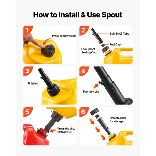 Δοχείο καυσίμου VEVOR, 19 λίτρων, Δεξαμενή βενζίνης με στόμιο και διαφανή ζυγαριά, μέγιστη παροχή 15 λίτρα/λεπτό, ασφαλές και στεγανό, φορητό επίπεδο δοχείο υγρού για τα περισσότερα αυτοκίνητα, μοτοσικλέτες, SUV, ATV, UTV, κίτρινο, 1 τεμάχιο