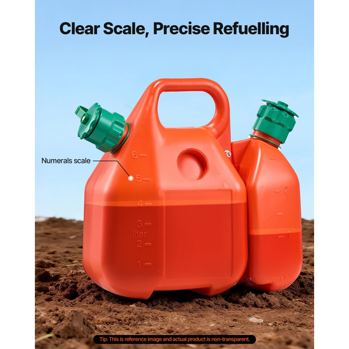 Δοχείο καυσίμου VEVOR, 6 λίτρα, ρεζερβουάρ καυσίμου με στόμιο και δοχείο επιπλέον λαδιού 1,9 λίτρων, μέγιστη παροχή 5,5 λίτρα/λεπτό, στεγανό και φορητό επίπεδο δοχείο υγρού για τα περισσότερα αυτοκίνητα, μοτοσικλέτες, ATV, UTV