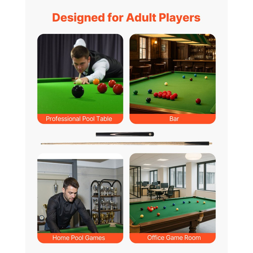 Στέκα Μπιλιάρδου VEVOR, Στέκα Σνούκερ με Αρμό 1447,8 χιλ., Ραβδί Στέκας Σνούκερ με Ράβδο Επέκτασης & Δερμάτινη Μύτη 9,7 χιλ., Ραβδί Μπιλιάρδου 538 γρ. για Επαγγελματικό Τραπέζι Μπιλιάρδου, Μπαρ, Σπίτι, Γραφείο, Περιλαμβάνει Ξύλινη Θήκη
