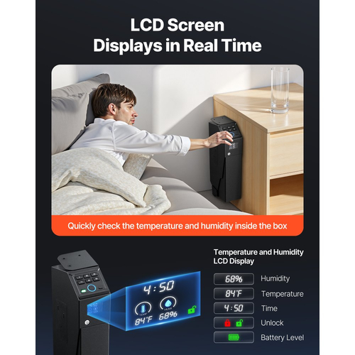 Χρηματοκιβώτιο όπλων VEVOR, συρόμενο χρηματοκιβώτιο όπλων με οθόνη, δακτυλικό αποτύπωμα/κωδικό πρόσβασης/κλειδί, θήκη όπλων γρήγορης πρόσβασης 3 θέσεων με LED για 1 πιστόλι και γεμιστήρα, τοποθετημένο κουτί όπλων για κομοδίνο, γραφείο δίπλα στο κομοδίνο, αυτοκίνητο