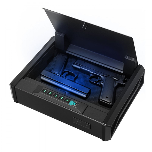 Χρηματοκιβώτιο όπλων VEVOR, Χρηματοκιβώτιο χειρός βαρέως τύπου με δακτυλικό αποτύπωμα/κωδικό πρόσβασης/κλειδί, θήκη θήκης πυροβόλου όπλου 3 θέσεων γρήγορης πρόσβασης με φωτισμό για 2 πιστόλια και 2 γεμιστήρες, κουτί πιστολιού για κομοδίνο, γραφείο δίπλα στο κρεβάτι, αυτοκίνητο