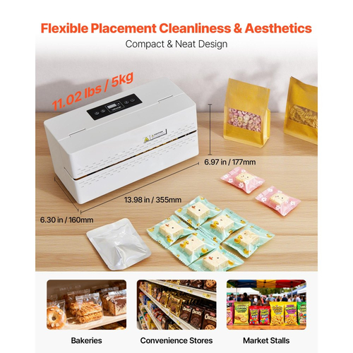 Μηχανή συνεχούς σφράγισης VEVOR, πλάτος σφράγισης 8-12 mm, αυτόματη μηχανή συνεχούς σφράγισης ταινίας με ψηφιακό έλεγχο θερμοκρασίας, αυτόματη απενεργοποίηση, μηχανή θερμικής σφράγισης για πλαστικές σακούλες 0,06-0,2 mm